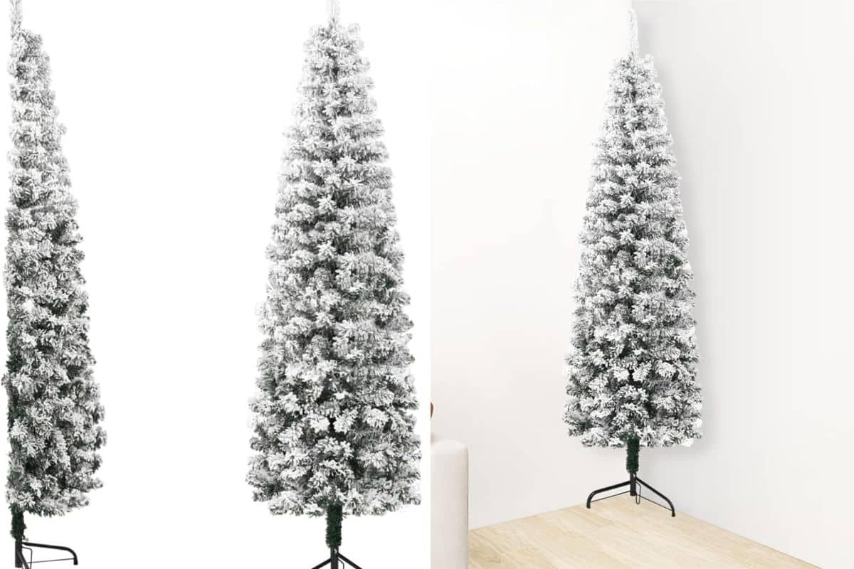 mezzo albero di natale innevato