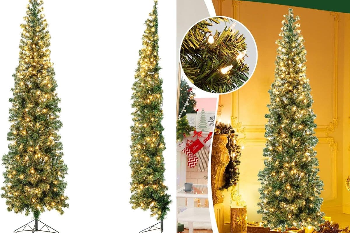 mezzo albero di natale con led