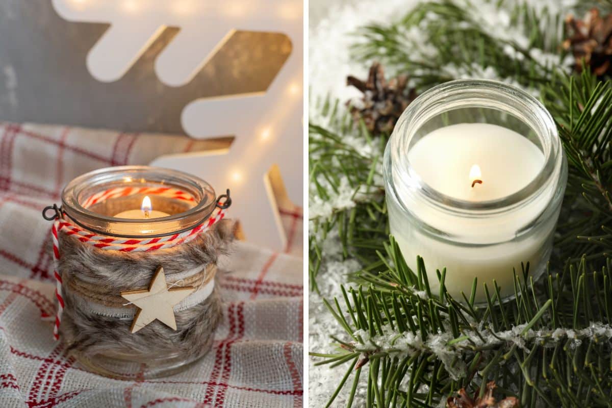 Candele e decorazioni con barattoli di vetro