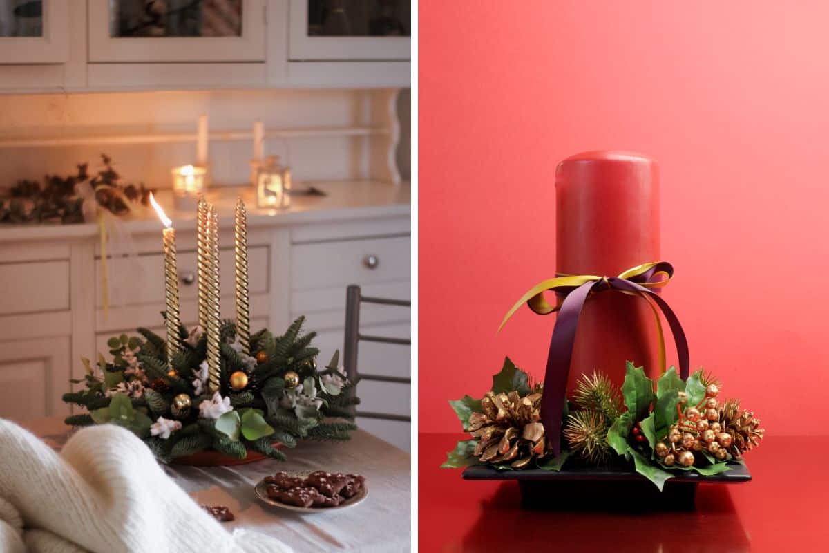 Centrotavola natalizio candele colorate