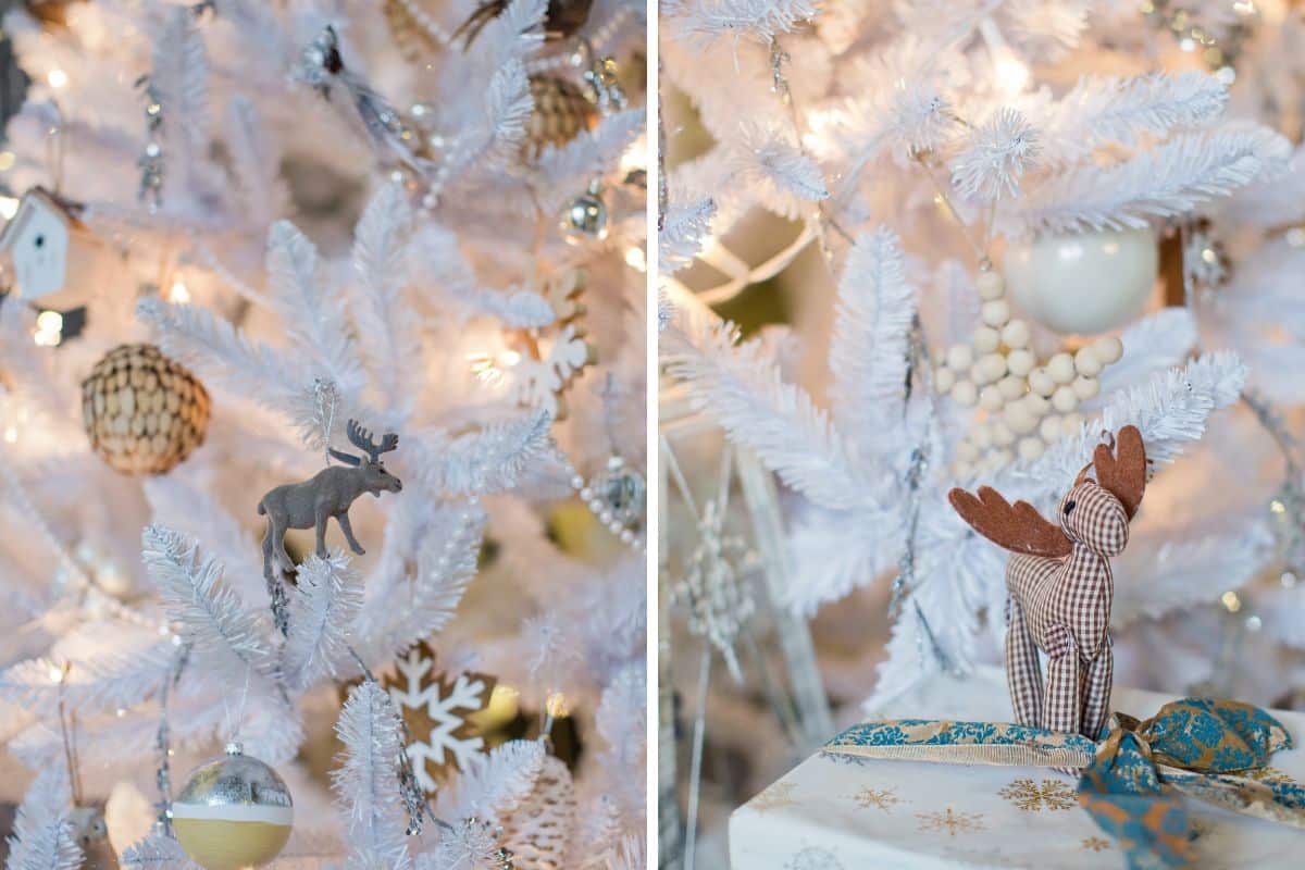 albero di natale bianco e oro
