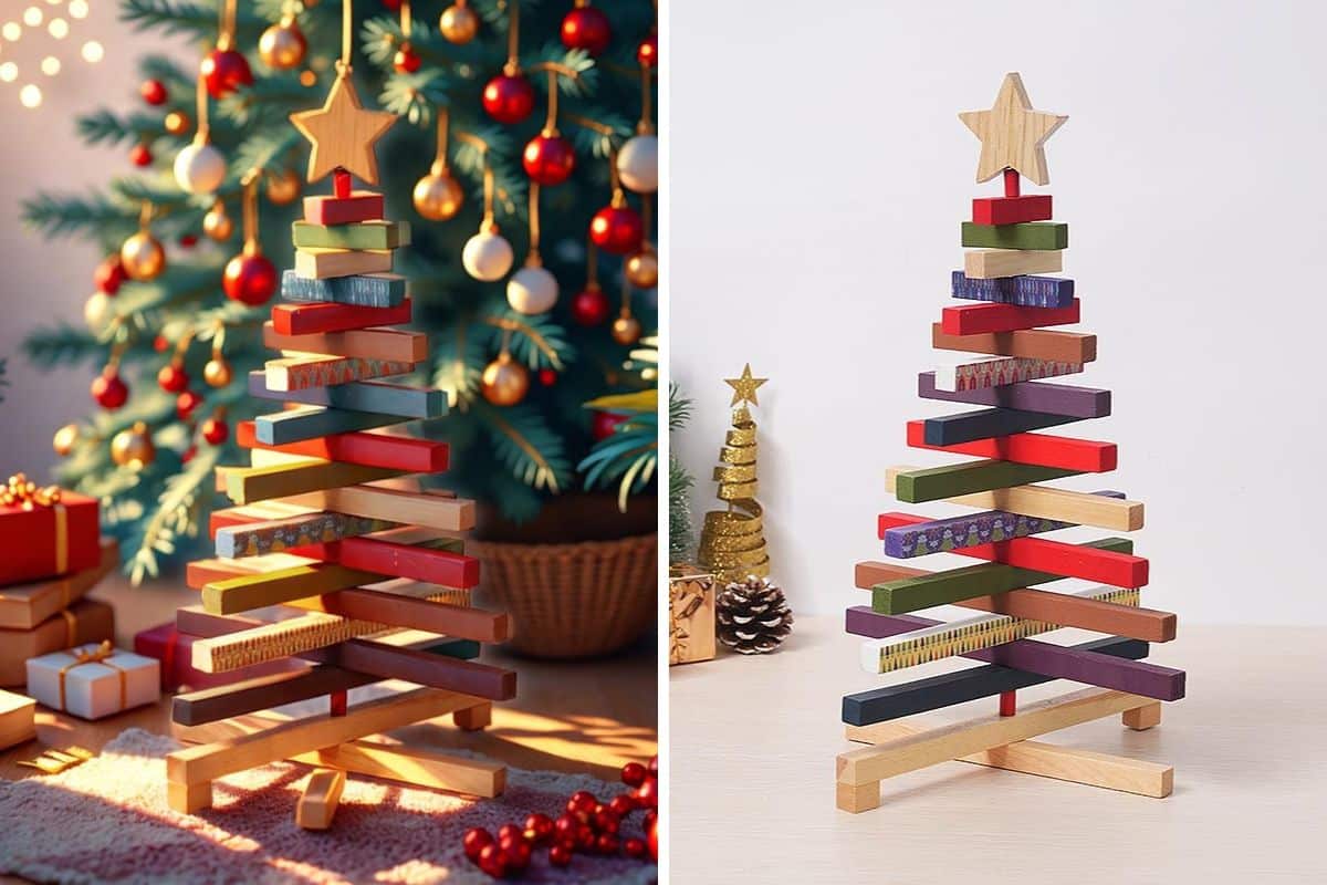 alberi di Natale di legno