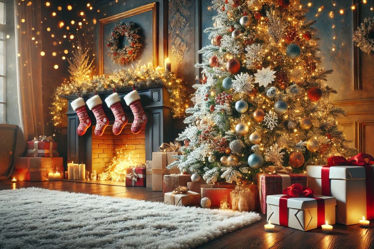 Alberi di Natale innevati