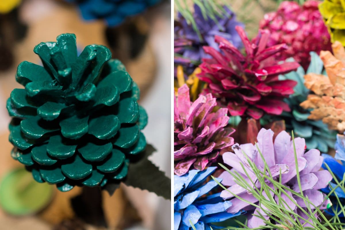 decorare l'albero di Natale con le pigne