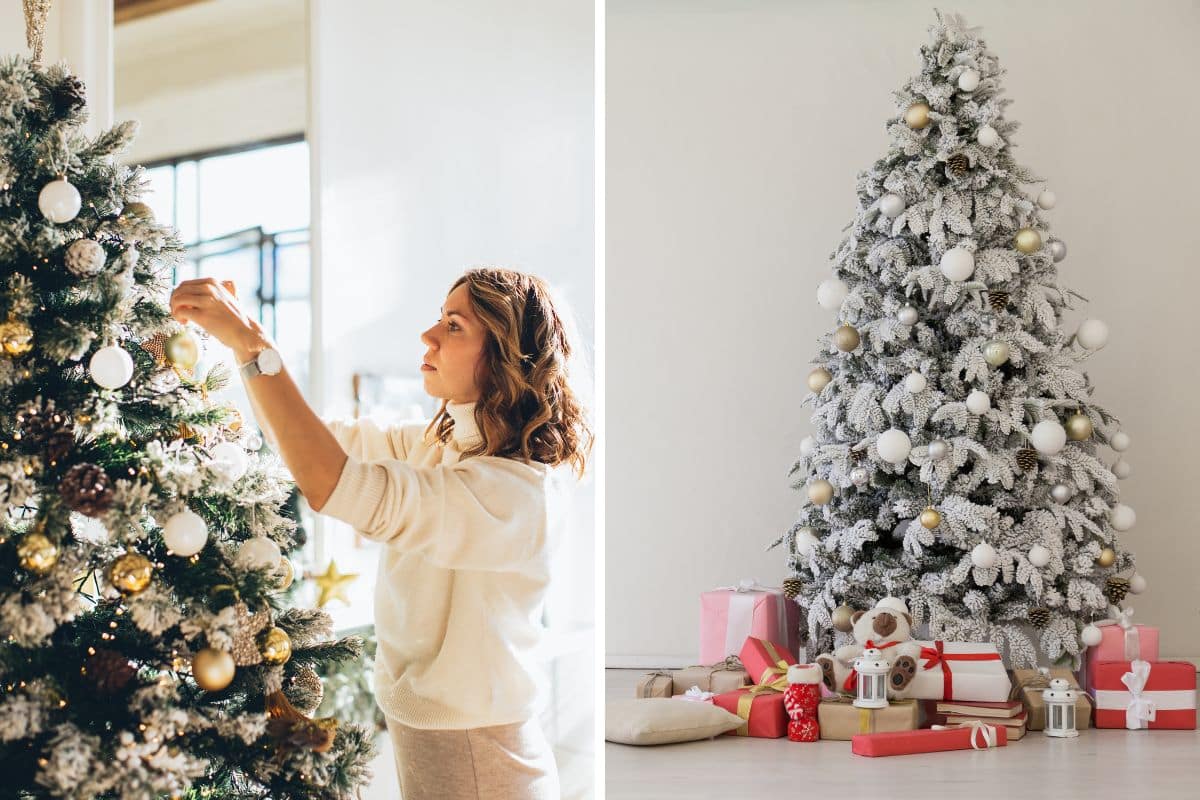 alberi di natale bianco e oro